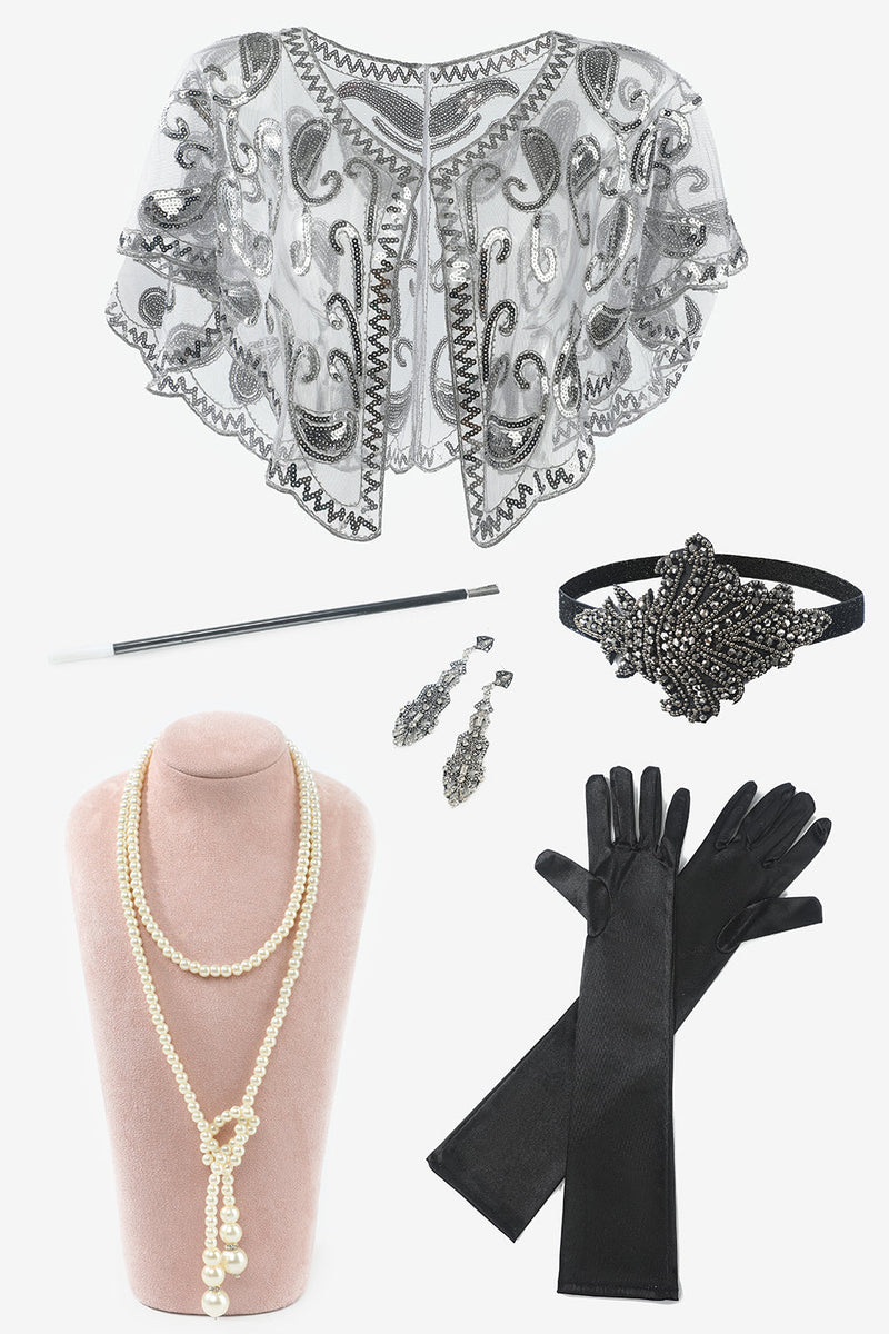 Indlæs billede til gallerivisning Syv stykker halskæde handsker 1920&#39;erne Fest tilbehør sæt