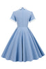 Indlæs billede til gallerivisning Lyseblå 1950&#39;erne Vintage Kjole med Ærmer