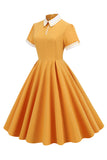 Lyseblå 1950'erne Vintage Kjole med Ærmer