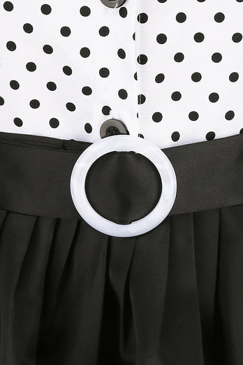 Sort og hvid Polka Dots Vintage 1950'erne Kjole