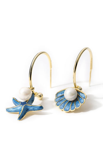 Blå perleskal øreringe