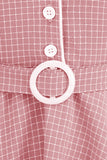 Blush Plaid Swing 1950'er Kjole med korte ærmer