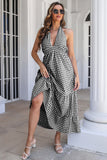 Blå Plaid Boho Maxi Sommerkjole