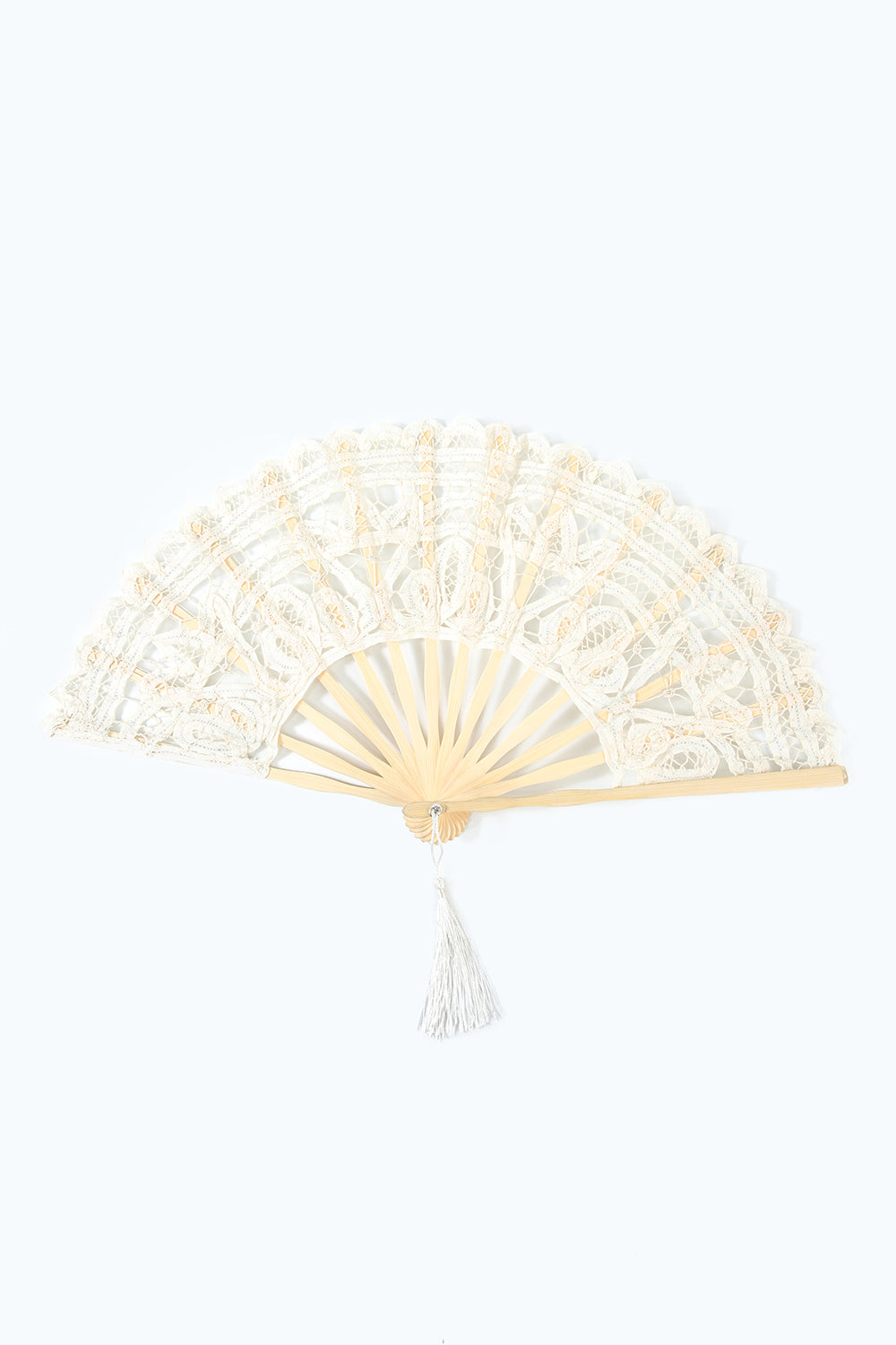 Elfenben 1920'erne hul blonder fan med frynser