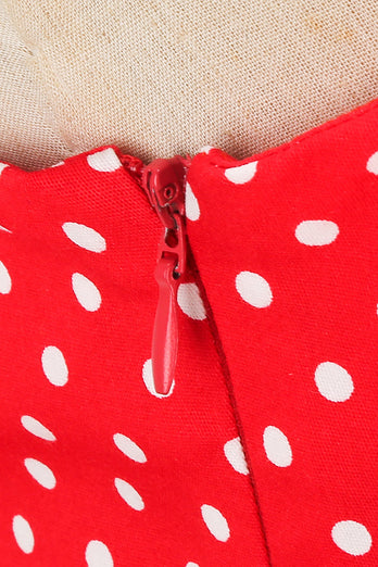 Retro stil Halter Red Polka Dots 1950'erne Kjole