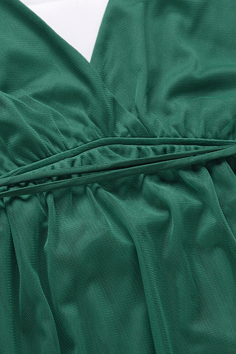 Indlæs billede til gallerivisning Enkel grøn festkjole med dyb V-hals
