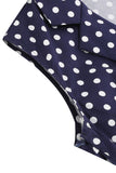 Navy V-Neck Polka Dots 1950'erne Swing Kjole