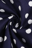 Navy V-Neck Polka Dots 1950'erne Swing Kjole