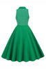 Indlæs billede til gallerivisning Grøn revers hals Polka Dots Swing 1950&#39;erne Kjole