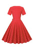 Indlæs billede til gallerivisning Hepburn Red Polka Dots Print Vintage Kjole med Bælte