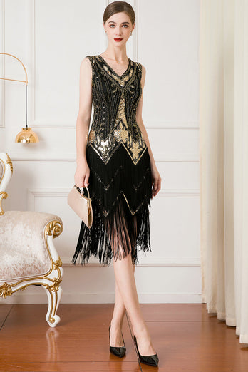 Frynser Paillet 1920'ernes kjole