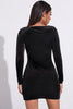 Indlæs billede til gallerivisning Langærmede fløjl Lille sort kjole med slids