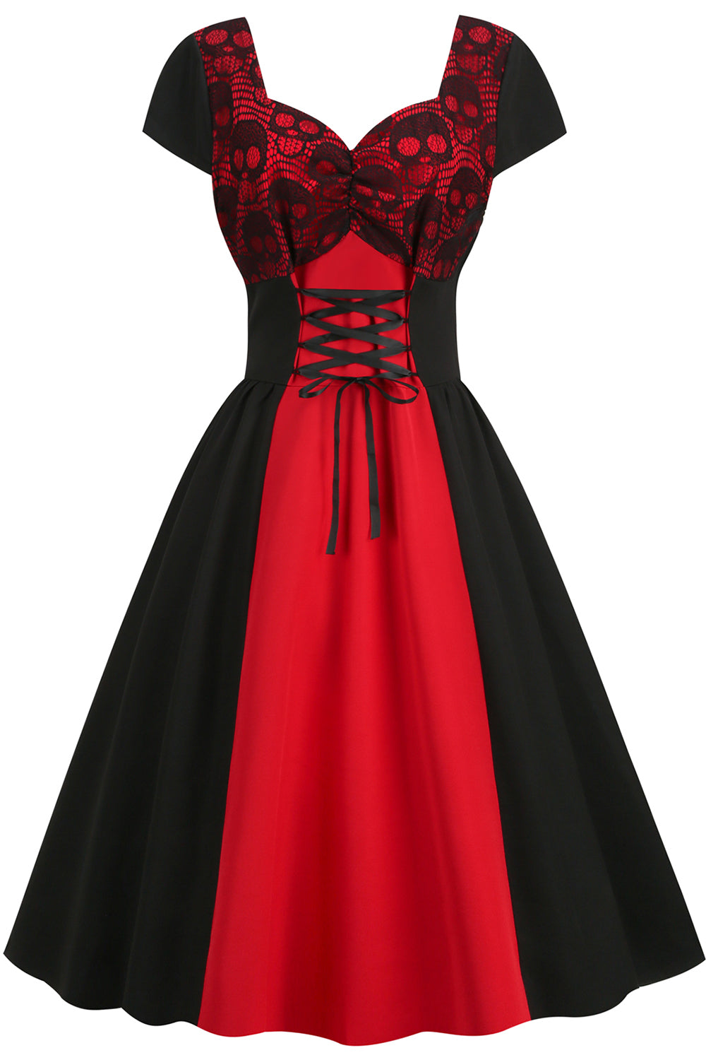 Sort og rød Halloween Vintage kjole fra 1950'erne