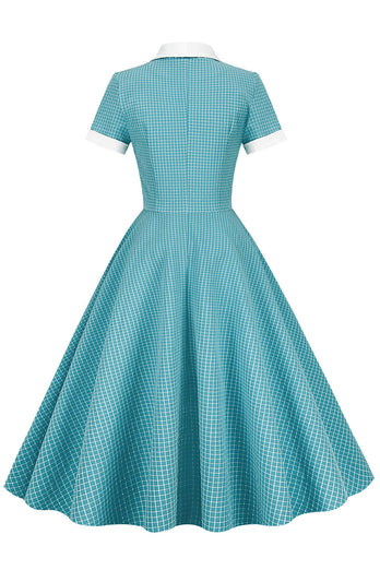 A Line V Neck Blush Vintage kjole med knap