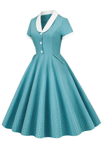 A Line V Neck Blush Vintage kjole med knap