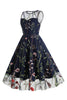 Indlæs billede til gallerivisning Let Khaki broderi Vintage 1950&#39;er kjole