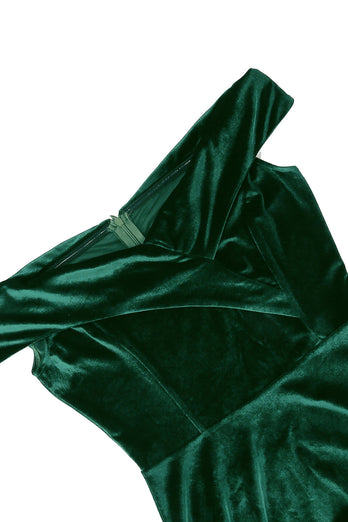 En linje fra skulderen Mørkegrøn fløjlskjole