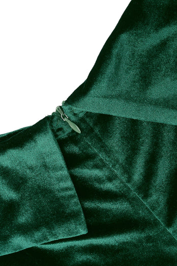 En linje fra skulderen Mørkegrøn fløjlskjole