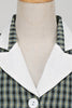 Indlæs billede til gallerivisning Vintage britisk stil Slim Fit Revers Green Grid 1950&#39;erne Kjole