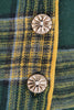 Indlæs billede til gallerivisning V Hals Grøn Gitter Vintage Kjole med 3/4 Ærmer