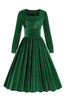 Indlæs billede til gallerivisning Sorte lange ærmer Fløjl Vintage kjole