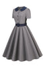 Indlæs billede til gallerivisning Peter Pan krave grå 1950&#39;er kjole med bælte