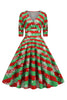 Indlæs billede til gallerivisning Grøn jule V-hals VIntage kjole
