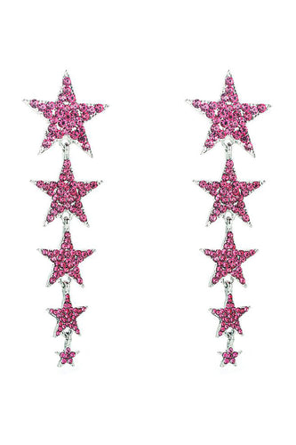 Fuchsia femkantede stjerner prom øreringe