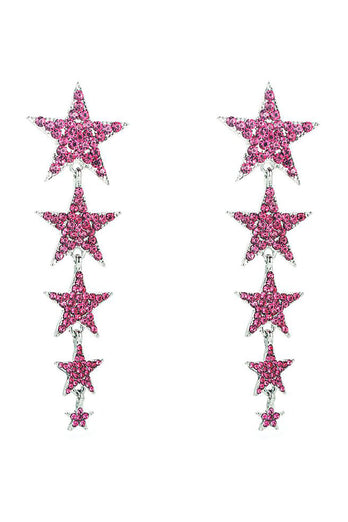 Fuchsia femkantede stjerner prom øreringe