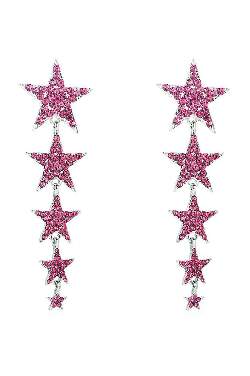Indlæs billede til gallerivisning Fuchsia femkantede stjerner prom øreringe