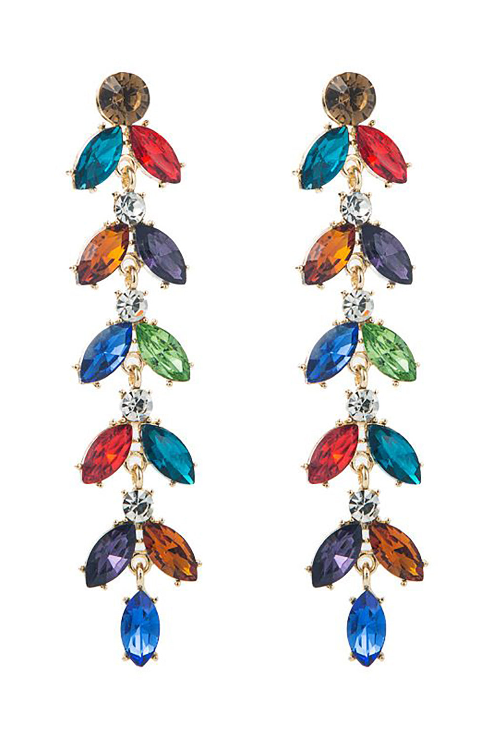 Farverige Rhinestone blade øreringe