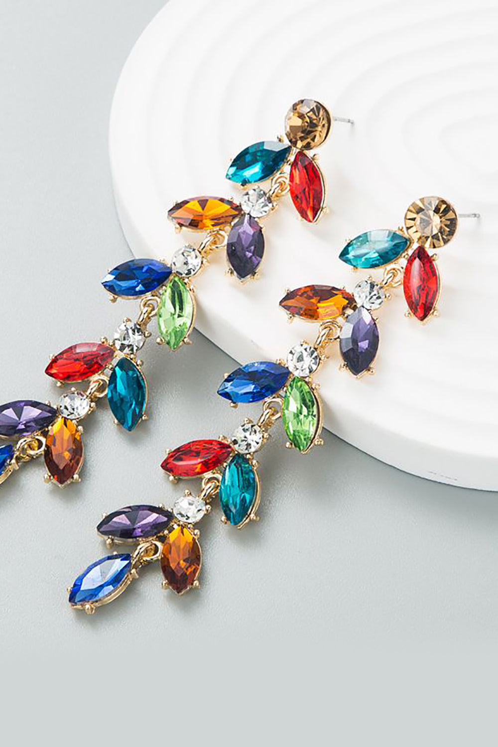 Farverige Rhinestone blade øreringe