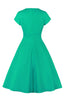 Indlæs billede til gallerivisning Juvelblå kjole fra 1950&#39;erne med nøglehul