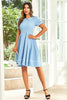 Indlæs billede til gallerivisning Juvelhals blå vintage kjole med korte ærmer