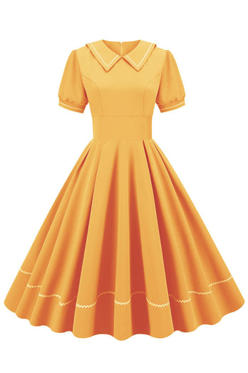 Retro Style Blå 1950'er kjole med korte ærmer