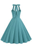 Indlæs billede til gallerivisning Retro Style Halter Hals Grøn 1950&#39;er kjole med knap
