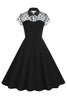 Indlæs billede til gallerivisning Hepburn Style sort vintage kjole med korte ærmer