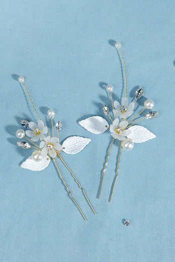 Håndlavede Rhinestones Pearl Flower Brude Hår Tilbehør