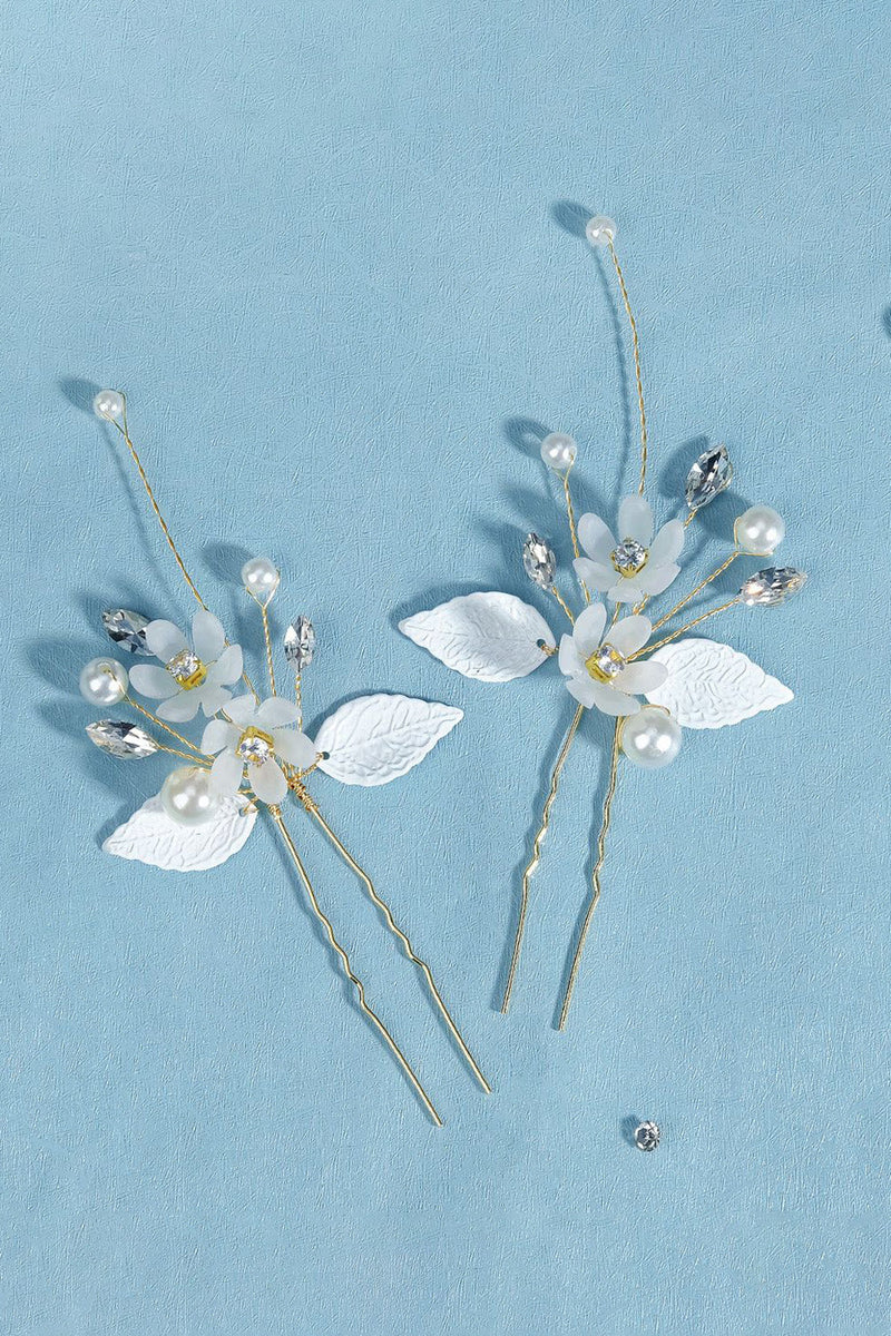 Indlæs billede til gallerivisning Håndlavede Rhinestones Pearl Flower Brude Hår Tilbehør