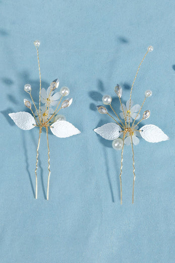 Håndlavede Rhinestones Pearl Flower Brude Hår Tilbehør
