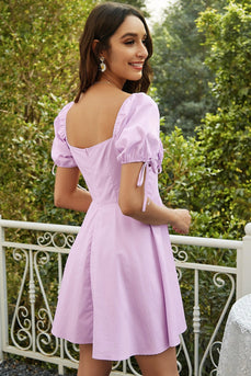 A Line Sweetheart Light Purple Graduation Dress med nøglehul