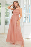 Blush Halter A Line Gallakjole