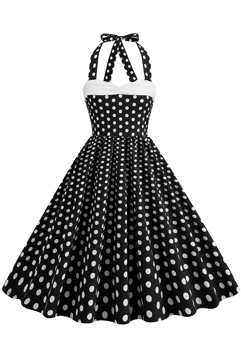 Indlæs billede til gallerivisning Red Halter Polka Dots 1950&#39;erne kjole