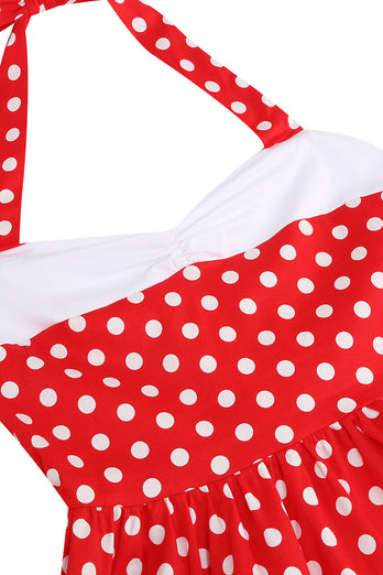 Red Halter Polka Dots 1950'erne kjole