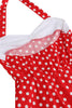 Indlæs billede til gallerivisning Red Halter Polka Dots 1950&#39;erne kjole