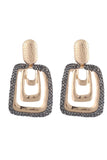 Square Golden Rhinestones Dangle øreringe