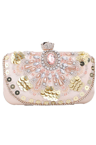 Sparkly Pailletter Blush Evening Party Håndtaske med perler
