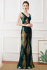 Indlæs billede til gallerivisning Mørkegrønne pailletter kappe lang kjole fra 1920&#39;erne