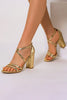 Indlæs billede til gallerivisning Golden Chunky High Heel Ankelrem Sandal