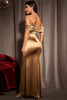 Indlæs billede til gallerivisning Khaki Sparkly Cold Shoulder Prom Kjole med slids